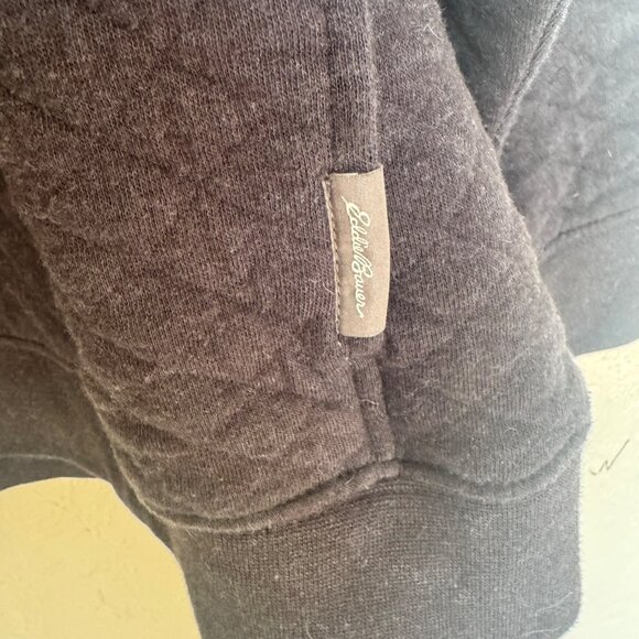 Eddie Bauer Mens Quilted Pullover Sweatshirt XXL Black Cotton Blend - Picture 5 of 12